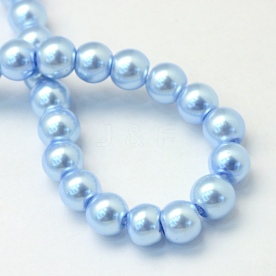 Baking Paint Pearlized Glass Pearl Round Bead Strands X-HY-Q003-6mm-24-1