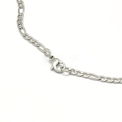 304 Stainless Steel Figaro Chain Necklace Making STAS-A028-N022MP-1