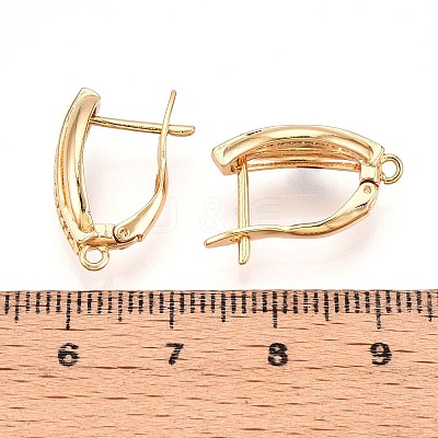 Brass Micro Pave Cubic Zirconia Hoop Earring Finding KK-N261-44G-1