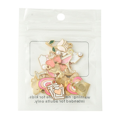16Pcs 8 Styles Valentine's Day Alloy Enamel Pendants ENAM-FS0001-64-1