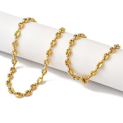 Ion Plating(IP) 304 Stainless Steel Coffee Bean Chain Necklaces for Women or Men NJEW-A029-01A-G-1