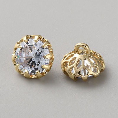 Brass Clear Cubic Zirconia Cufflinks BUTT-WH0012-18G-1