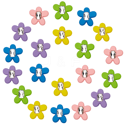 20Pcs 5 Colors Rubberized Style Acrylic Crystal Rhinestone Cabochons MACR-CA0001-15-1