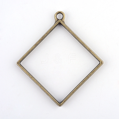 Rack Plating Alloy Rhombus Open Back Bezel Pendants LS-X-PALLOY-S047-22F-FF-1