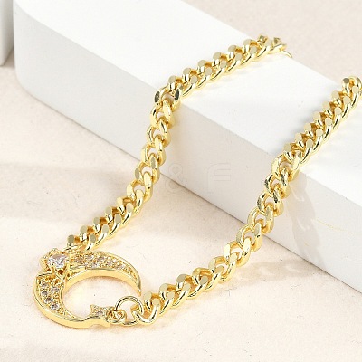 Brass Micro Pave Clear Cubic Zirconia Charm Bracelets BJEW-M050-01G-02-1
