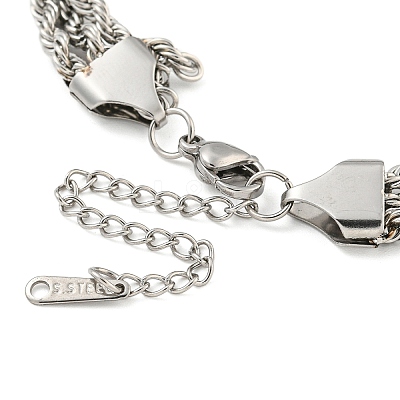 Non-Tarnish 304 Stainless Steel 3-Strand Rope Chain Bracelets for Women BJEW-G707-02P-1