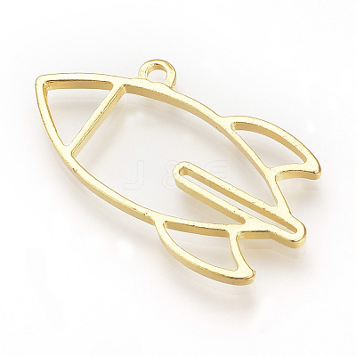 Rack Plating Alloy Open Back Bezel Pendants PALLOY-R099-06G-FF-1