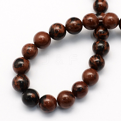 Natural Mahogany Obsidian Round Beads Strands G-S163-4mm-1