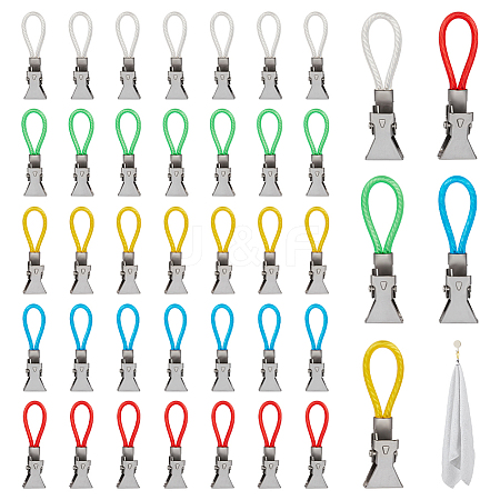 40Pcs 5 Colors Stainless Steel Towel Clips AJEW-FG0005-54-1