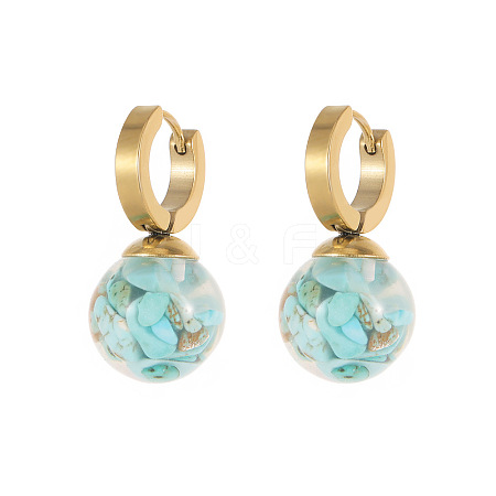 Stainless Steel with Natural Turquoise Earrings for Women GK9952-2-1