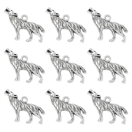 Tibetan Style Alloy Howling Wolf Pendants LF1753Y-NF-1