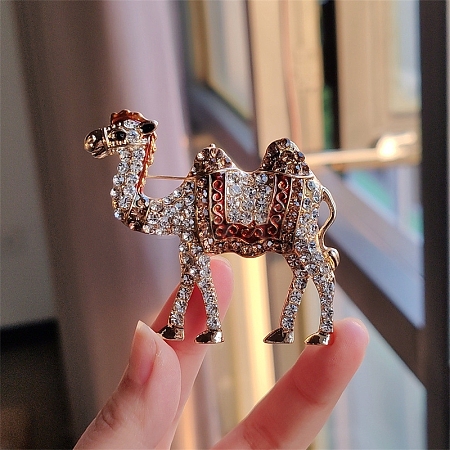 Camel Shape Alloy Rhinestone Brooches PW-WGB6D4F-02-1