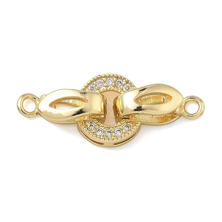Ring Brass Micro Pave Clear Cubic Zirconia Fold Over Clasps KK-Z143-18G-1