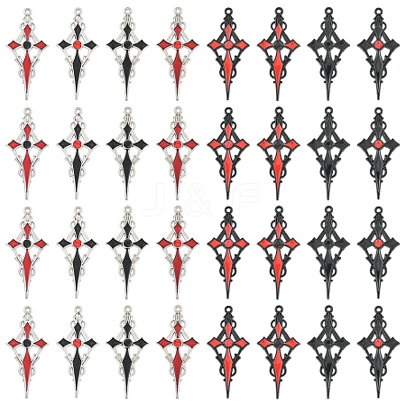 16Pcs 8 Colors Alloy Rhinestone Cross Pendants ENAM-YW0008-03-1