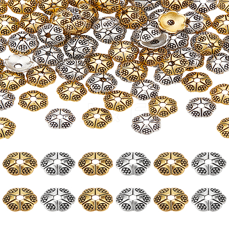 240Pcs 2 Colors Alloy Bead Caps TIBE-LP0001-19-1
