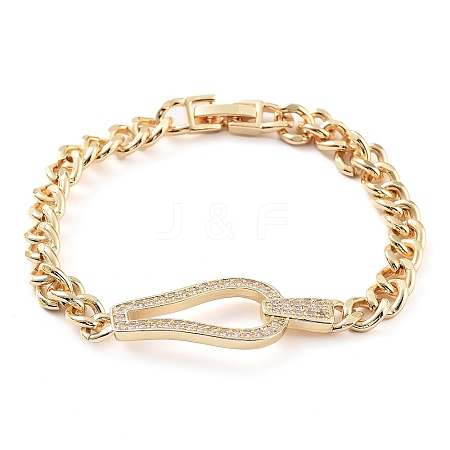 Cubic Zirconia Link Bracelet with Golden Brass Curb Chains BJEW-C055-06G-G-1