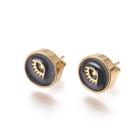 Golden Tone 304 Stainless Steel Stud Earrings EJEW-L222-05G-1