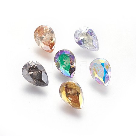 Electroplated Cubic Zirconia Pointed Back Cabochons ZIRC-I024-7x10-04-1