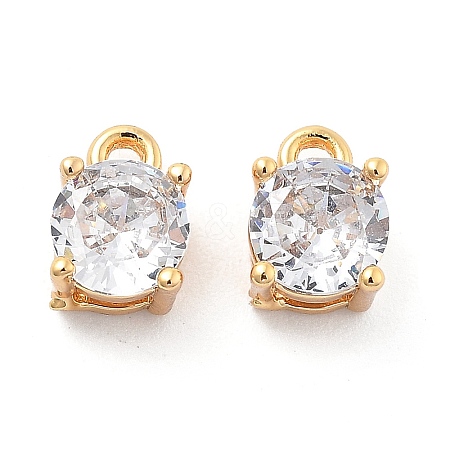 Brass Micro Pave Clear Cubic Zirconia Charms KK-G516-29G-1