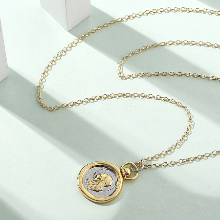 Brass Twelve Constellations Tarot Pendant Necklaces NJEW-Q006-01H-G-1