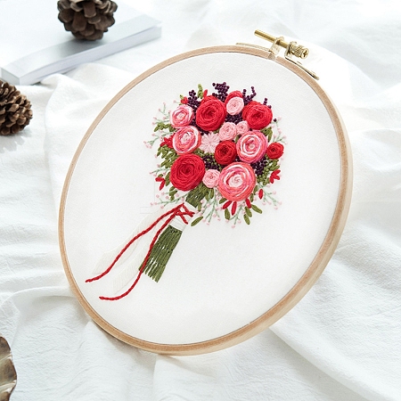 Flower Bouquet Pattern 3D Embroidery Starter Kits DIY-P077-041-1