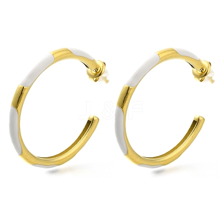 Ion Plating(IP) 304 Stainless Steel Enamel Stud Earrings EJEW-I316-06G-03-1