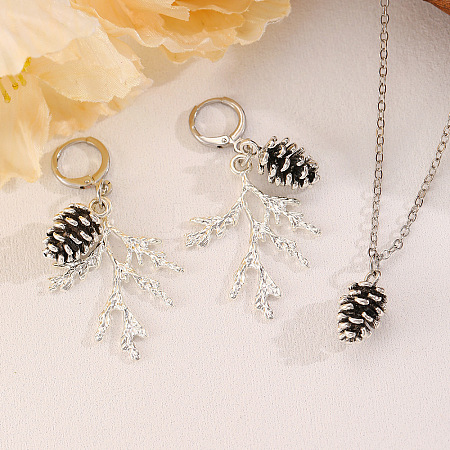 Fashionable Alloy Hoop Earrings & Pendant Necklaces Sets FS-WG44DA2-04-1