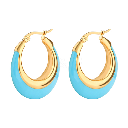 Colorful Double Spelling Crescent U-shaped Gold-plated Drip Glue Earrings PS7751-2-1
