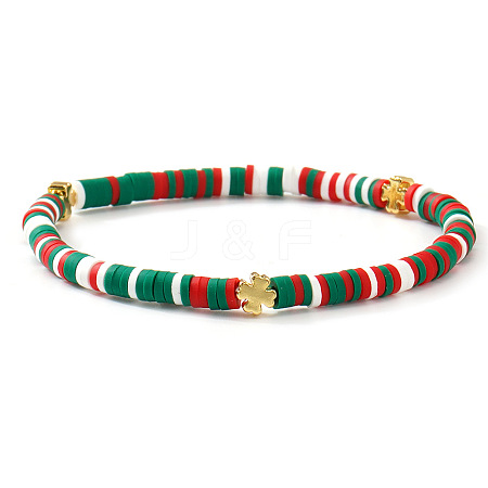 Christmas Polymer Clay Heishi Beaded Stretch Bracelets for Women OT9576-9-1