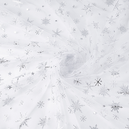 Snowflake Pattern Nylon Fabric DIY-WH0084-85A-1