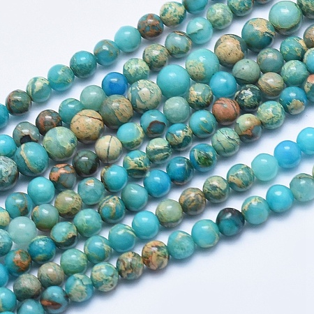 Natural Aqua Terra Jasper Beads Strands G-E444-14A-4mm-1