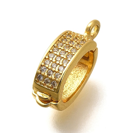 Brass Micro Pave Clear Cubic Zirconia Snap Clasps KK-U055-17G-1