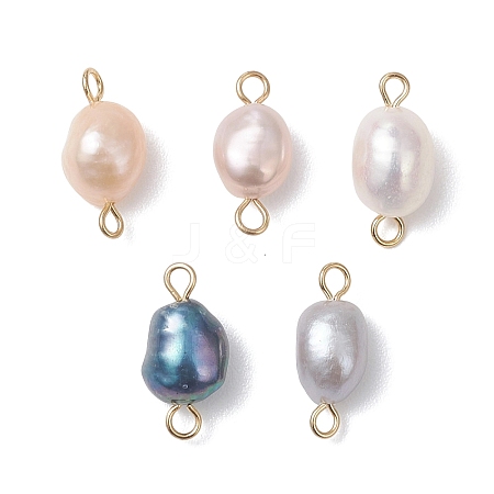 Natural Cultured Freshwater Pearl Potato Links Connector Charms PALLOY-JF04790-1