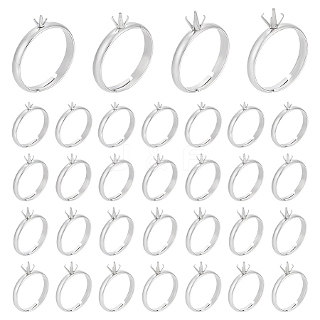32Pcs 4 Styles 304 Stainless Steel Cuff Ring Components STAS-UN0064-46-1