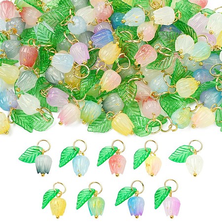 90Pcs 9 Colors Acrylic Charms PALLOY-YW00152-1