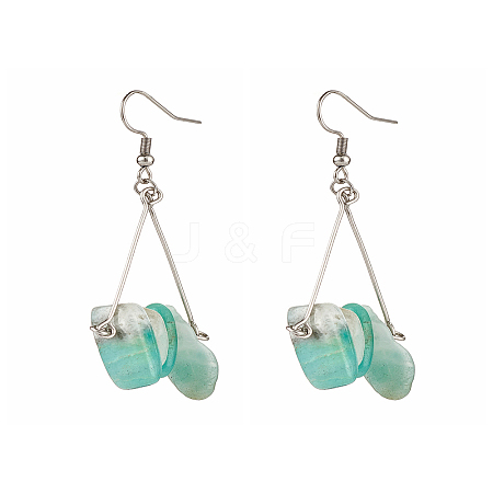 Natural Amazonite Chip Beads Dangle Earrings for Girl Women X1-EJEW-TA00015-1