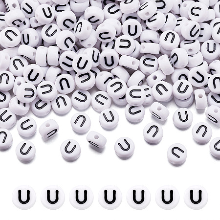 500Pcs Acrylic Horizontal Hole Letter Beads OACR-YS0001-03U-1