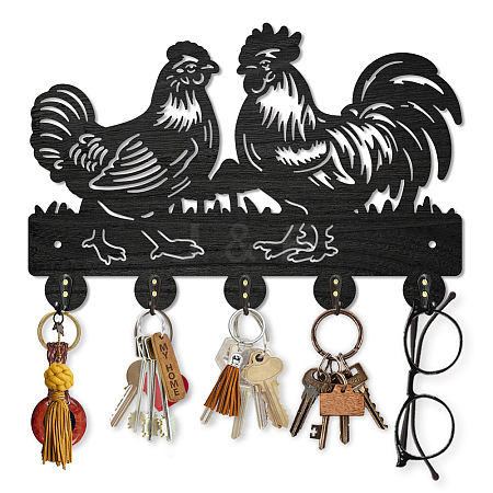 Wood & Iron Wall Mounted Hangers HJEW-WH0055-098-1