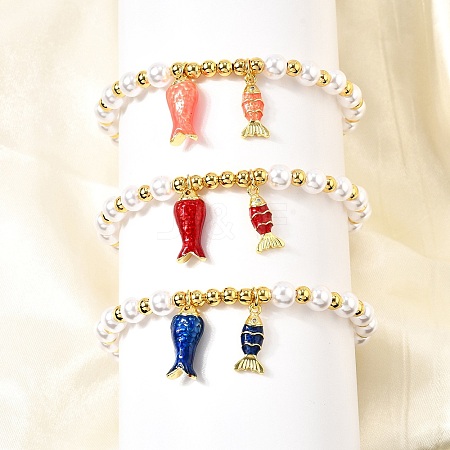 Brass Cubic Zirconia Stretch Bracelets BJEW-K278-03G-1