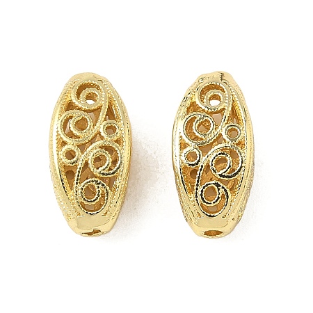 Brass Hollow Oval Beads KK-K293-53G-1