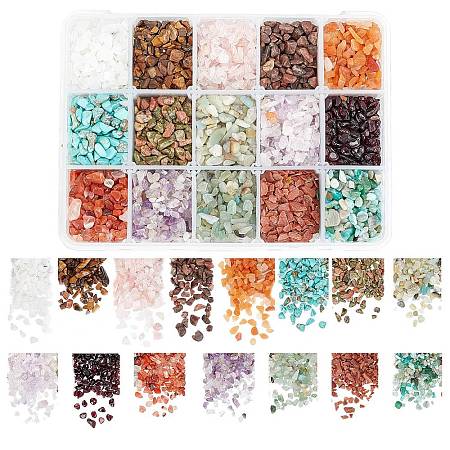 Gorgecraft 375g 15 Style Natural & Synthetic Gemstone Chip Beads G-GF0001-05-1