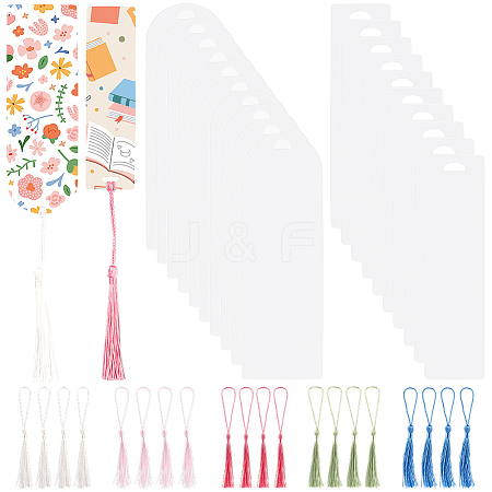 20Pcs Transparent Blank Acrylic Bookmarks Kits DIY-CP0012-45-1