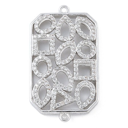 Rack Plating Brass Micro Pave Clear Cubic Zirconia Rectangle Connector Charms KK-A234-035P-02-1