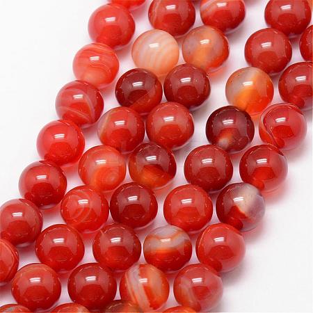 Natural Striped Agate/Banded Agate Bead Strands G-K166-13-10mm-08-1