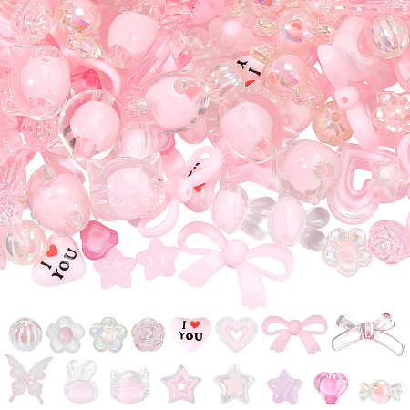 160Pcs 16 Styles Mixed Styles Acrylic Beads OACR-PA0001-77E-1