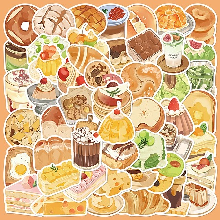 50Pcs Afternoon Tea PVC Waterproof Stickers PW-WGE00E4-01-1