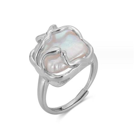 Anti-Tarnish Irregular Pearl Adjustable Ring JR968A-1