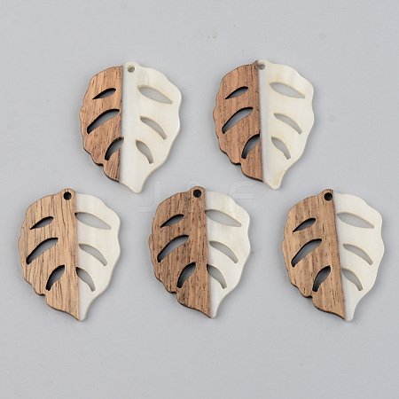 Opaque Resin & Walnut Wood Pendants RESI-S389-003A-C04-1