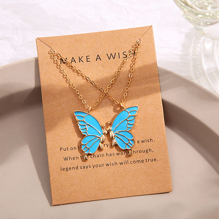 Bohemian Alloy Enamel Butterfly Pendant Necklaces for Women WG0CAA2-10-1