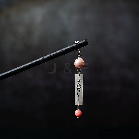 Cellulose Acetate & Wood & Lampwook Beads Hair Sticks PW-WG89BEF-05-1